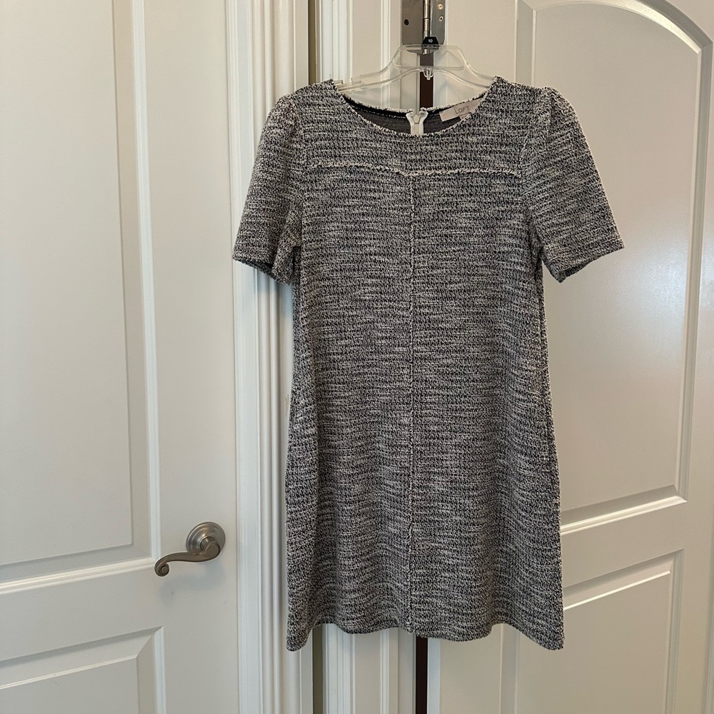 Loft tweed a-line dress with pockets